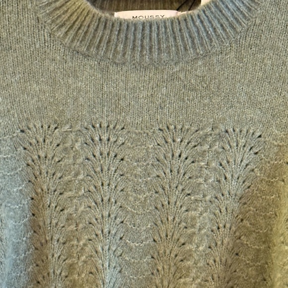 moussy olive green puff sleeve knit sweater ( khaki) size Free F one size - Picture 3 of 4